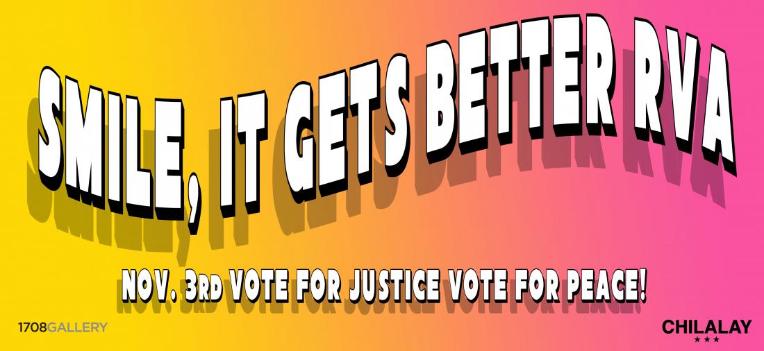 Earl Mack and Nikko Dennis, SMILE..., Billboard design, 2020. Courtesy of the Artists.